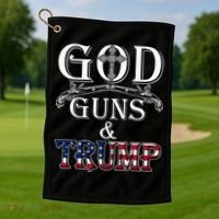 God Guns And Trump 2nd Amendment Trump 45 Golf Towel thumb 1