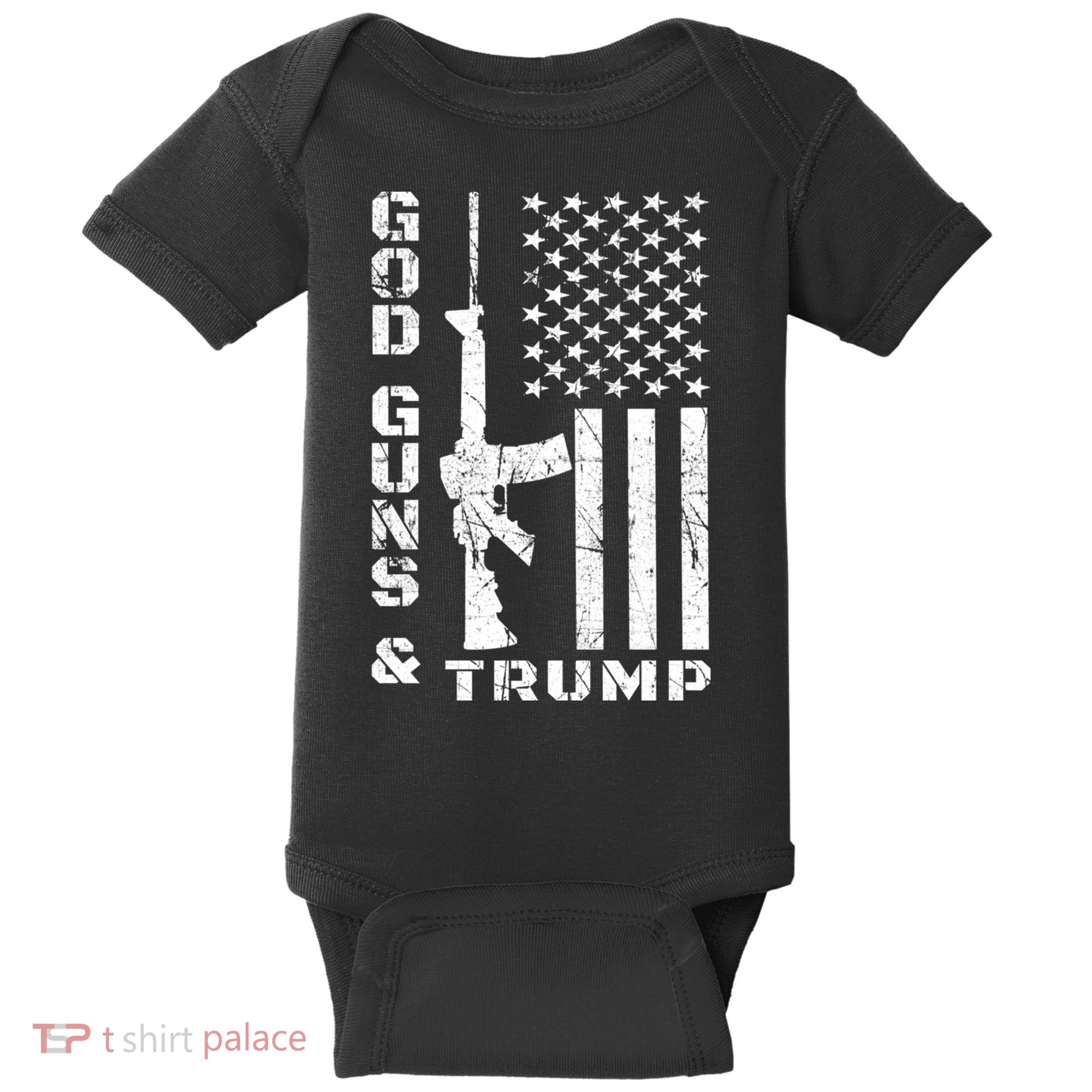 God Guns And Trump Cool Gift 2nd Amendment Flag Ar15 Gift Baby Bodysuit