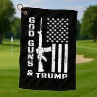 God Guns And Trump Cool Gift 2nd Amendment Flag Ar15 Gift Golf Towel thumb 1