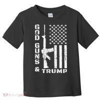 God Guns And Trump Cool Gift 2nd Amendment Flag Ar15 Gift Toddler T-Shirt thumb 0