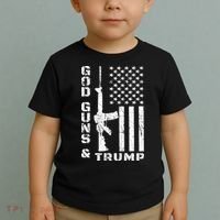 God Guns And Trump Cool Gift 2nd Amendment Flag Ar15 Gift Toddler T-Shirt thumb 2