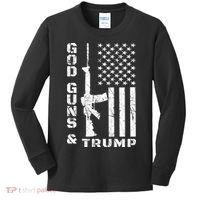 God Guns And Trump Cool Gift 2nd Amendment Flag Ar15 Gift Kids Long Sleeve Shirt thumb 0