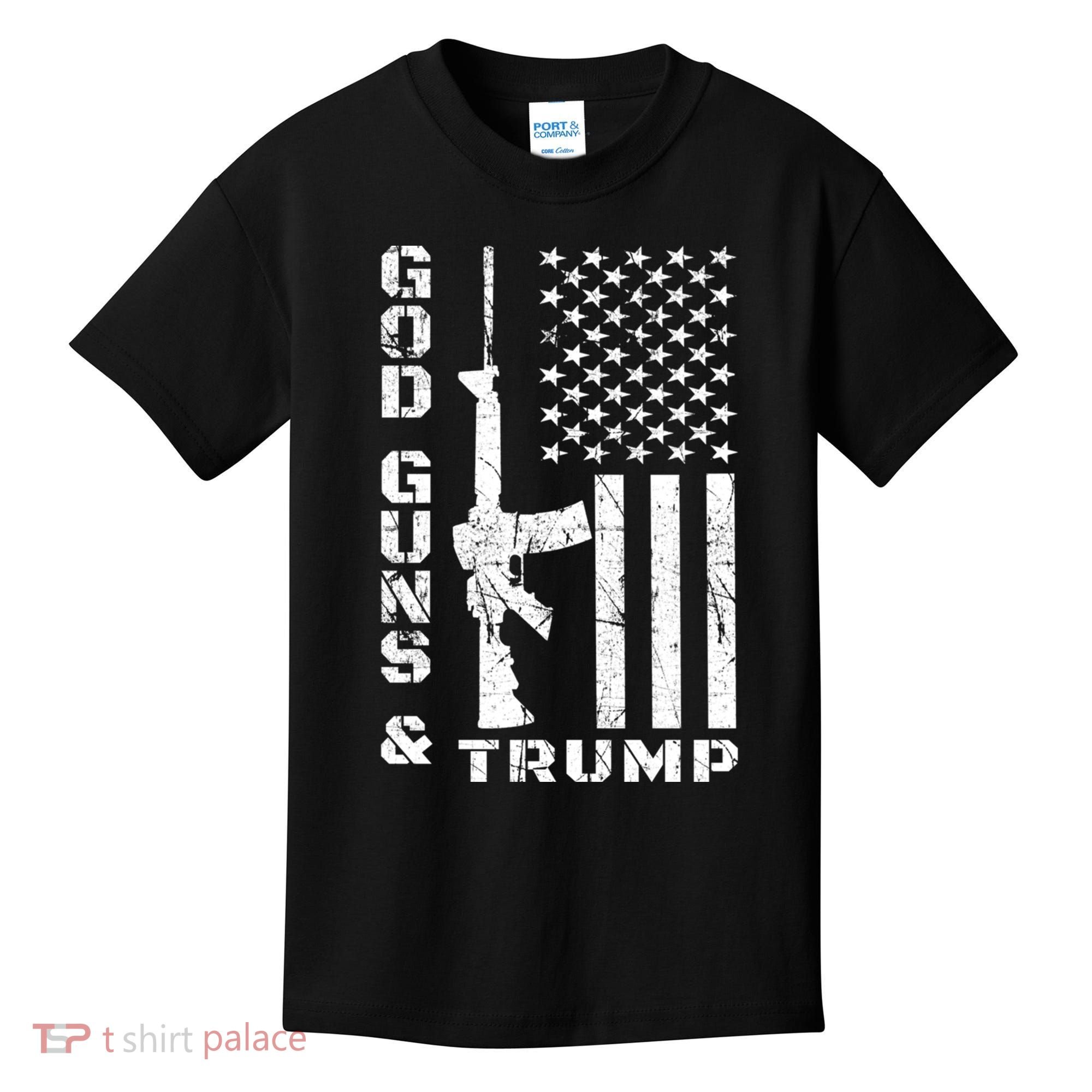 God Guns And Trump Cool Gift 2nd Amendment Flag Ar15 Gift Kids T-Shirt
