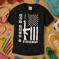 God Guns And Trump Cool Gift 2nd Amendment Flag Ar15 Gift Kids T-Shirt thumb 3