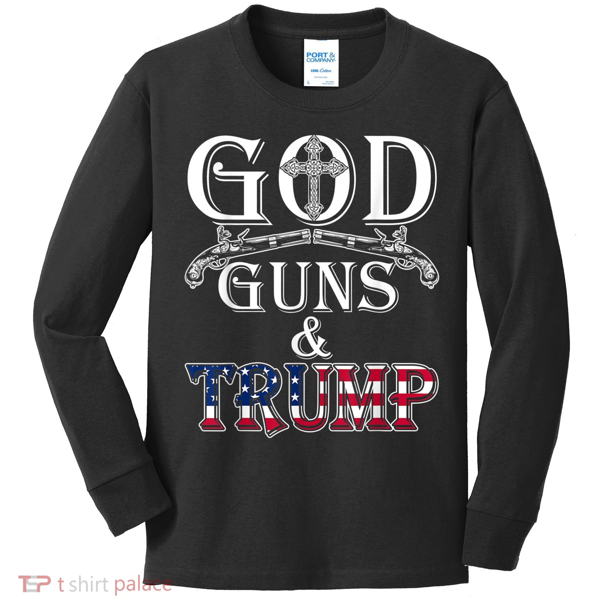 God Guns And Trump 2nd Amendment Kids Long Sleeve Shirt