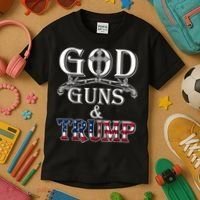 God Guns And Trump 2nd Amendment Kids T-Shirt thumb 3