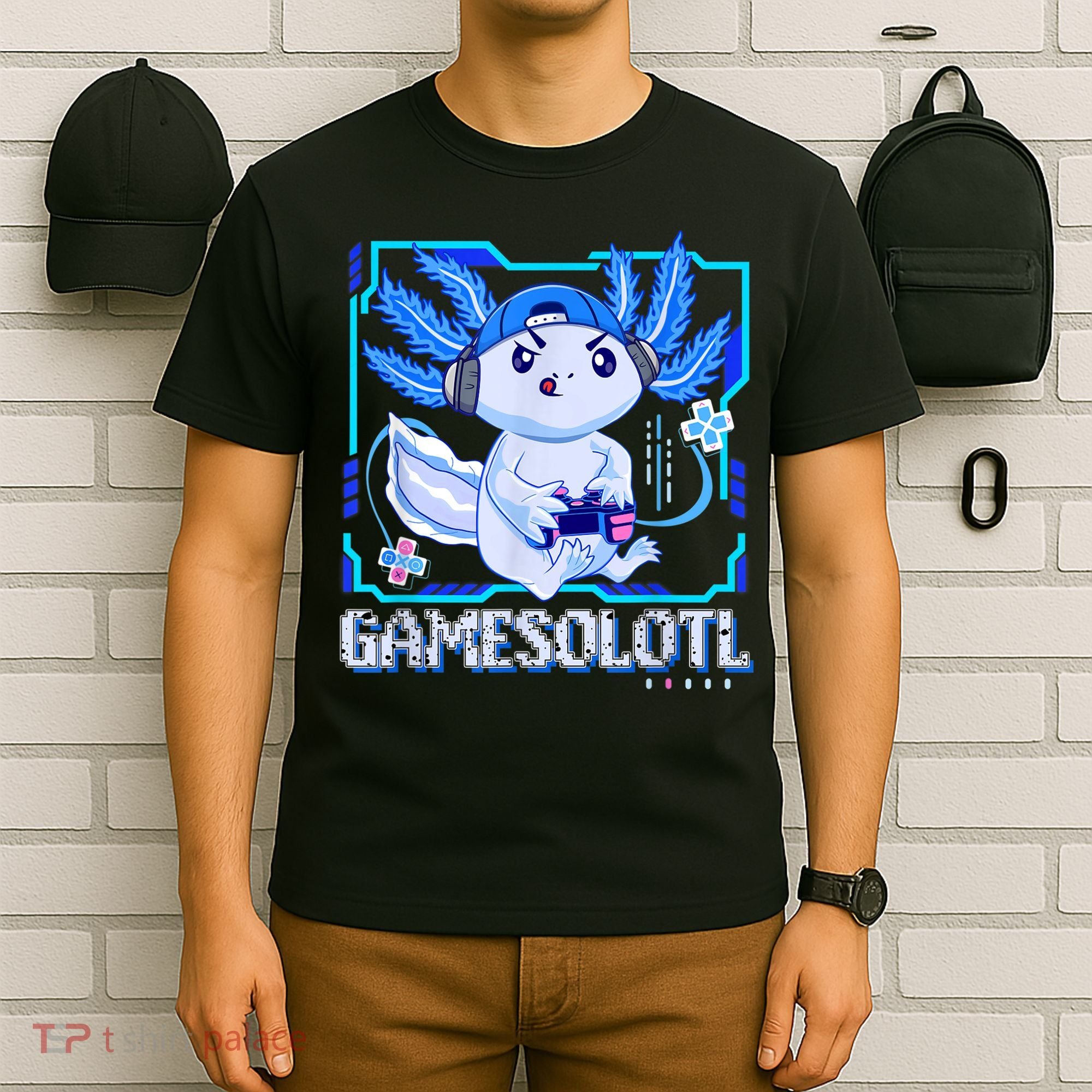 Gamesolotl Gamer Axolotl Boys Video Games Anime Lizard T-Shirt