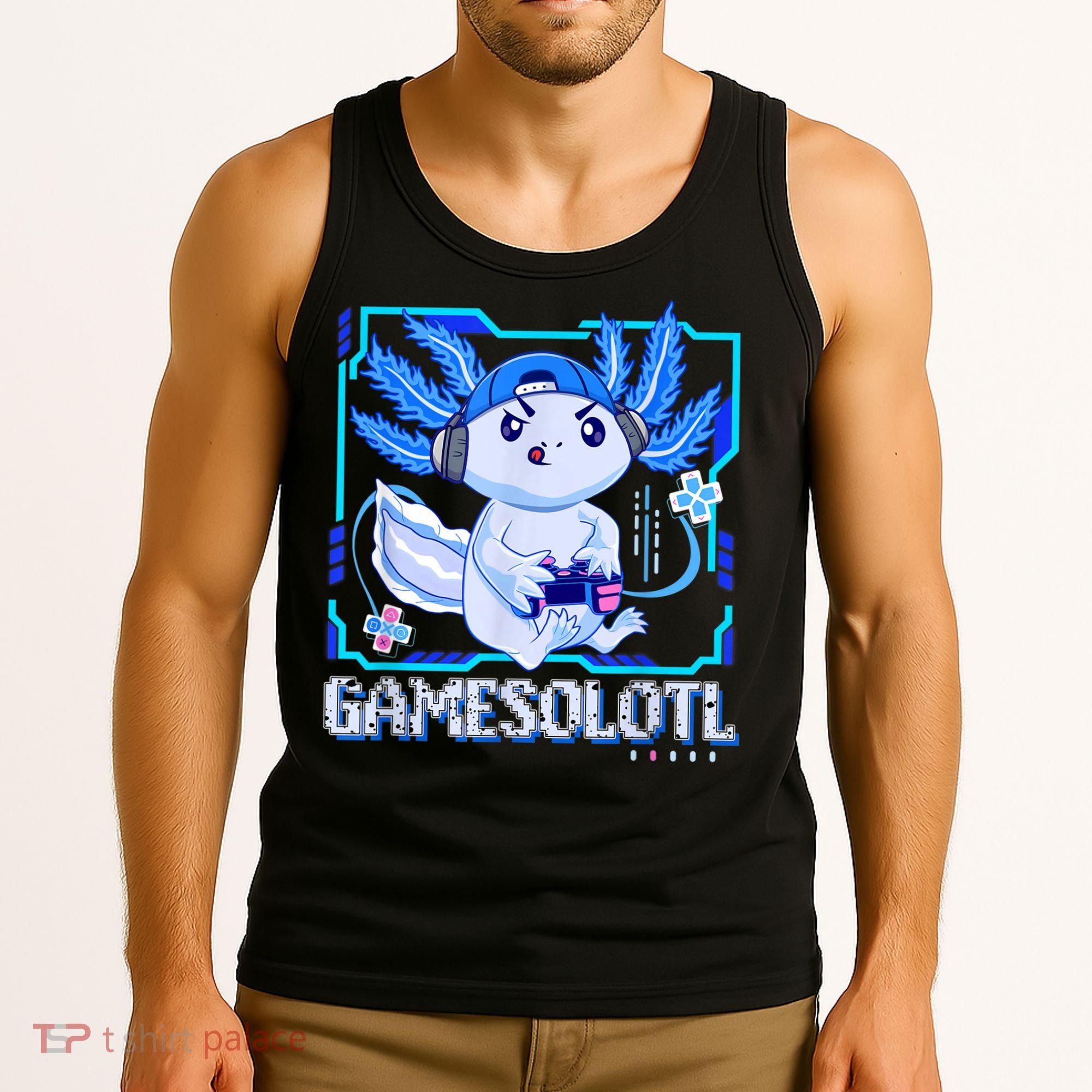 Gamesolotl Gamer Axolotl Boys Video Games Anime Lizard Tank Top
