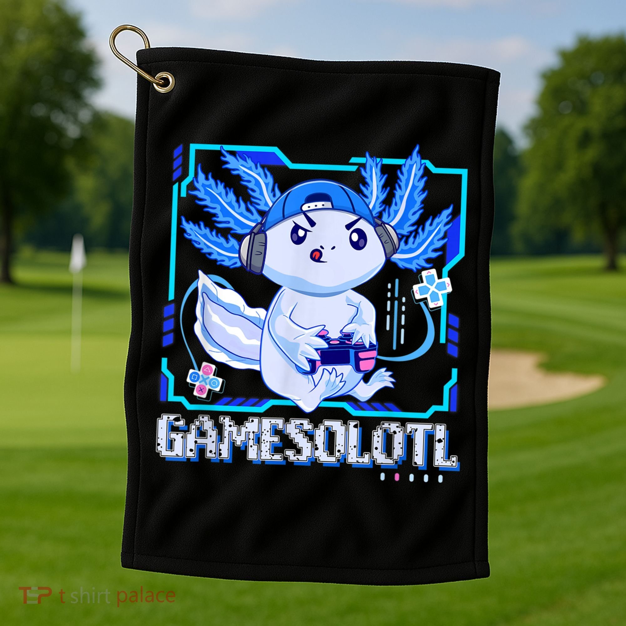 Gamesolotl Gamer Axolotl Boys Video Games Anime Lizard Golf Towel