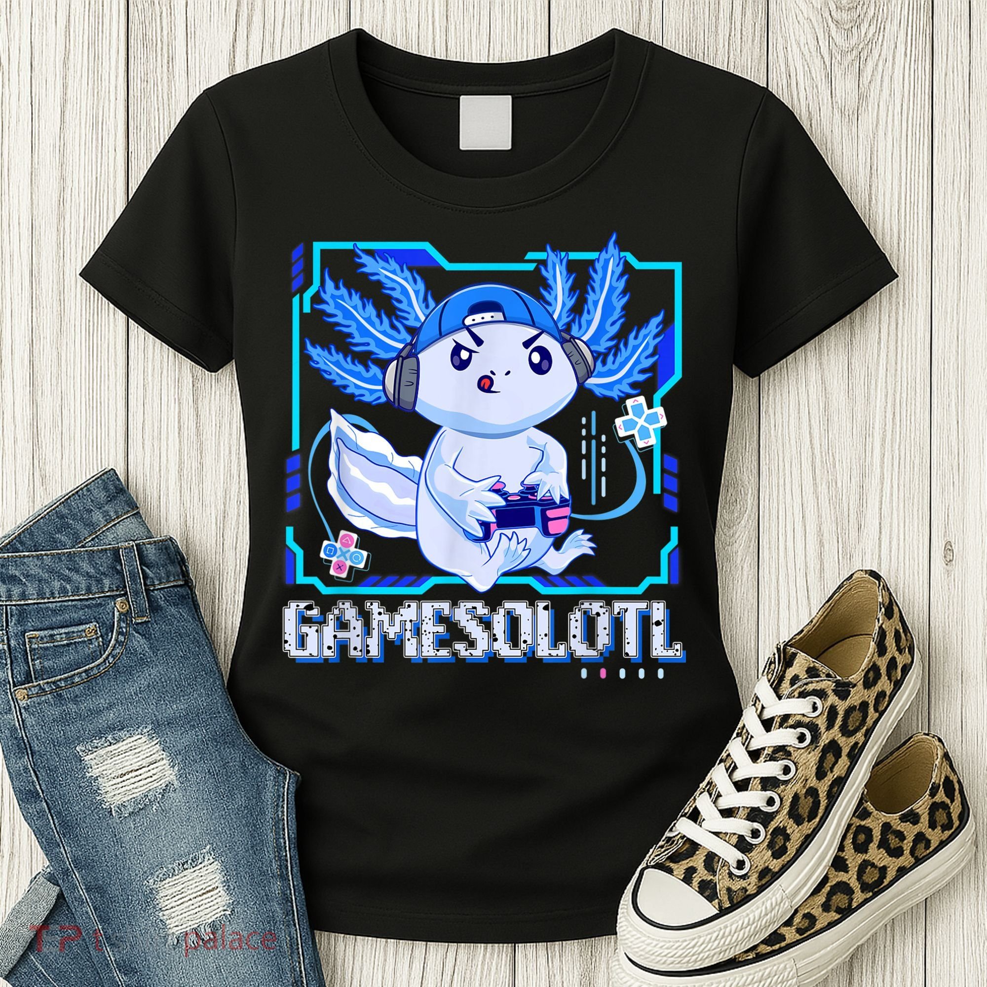 Gamesolotl Gamer Axolotl Boys Video Games Anime Lizard Women's T-Shirt