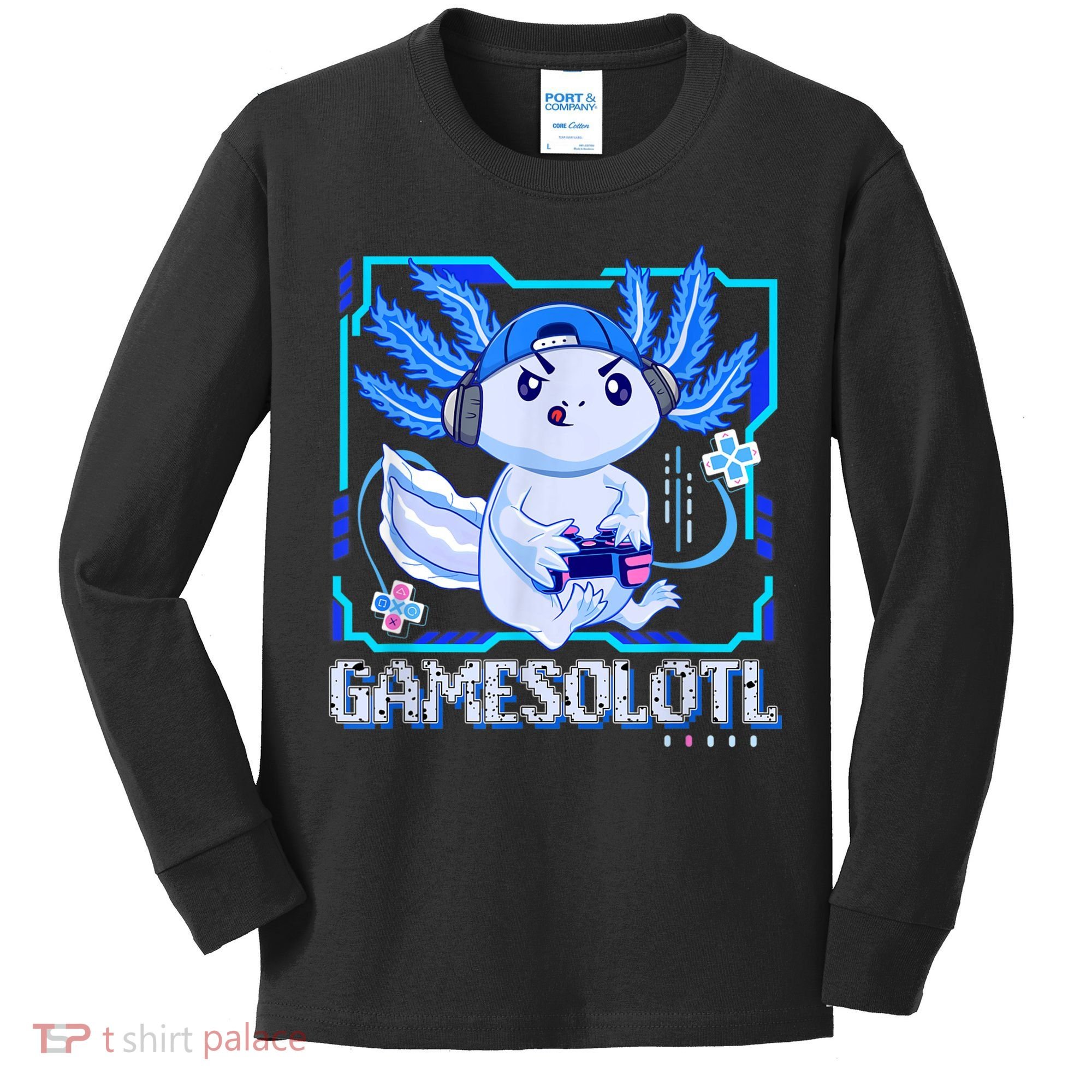 Gamesolotl Gamer Axolotl Boys Video Games Anime Lizard Kids Long Sleeve Shirt