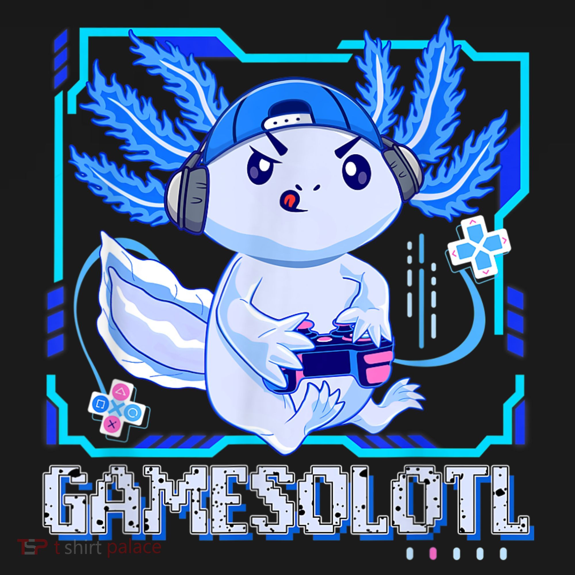 Gamesolotl Gamer Axolotl Boys Video Games Anime Lizard Kids T-Shirt