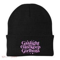 Gaslight GateKeep Boss Funny Meme Feminist Ironic Babe Beanie thumb 0