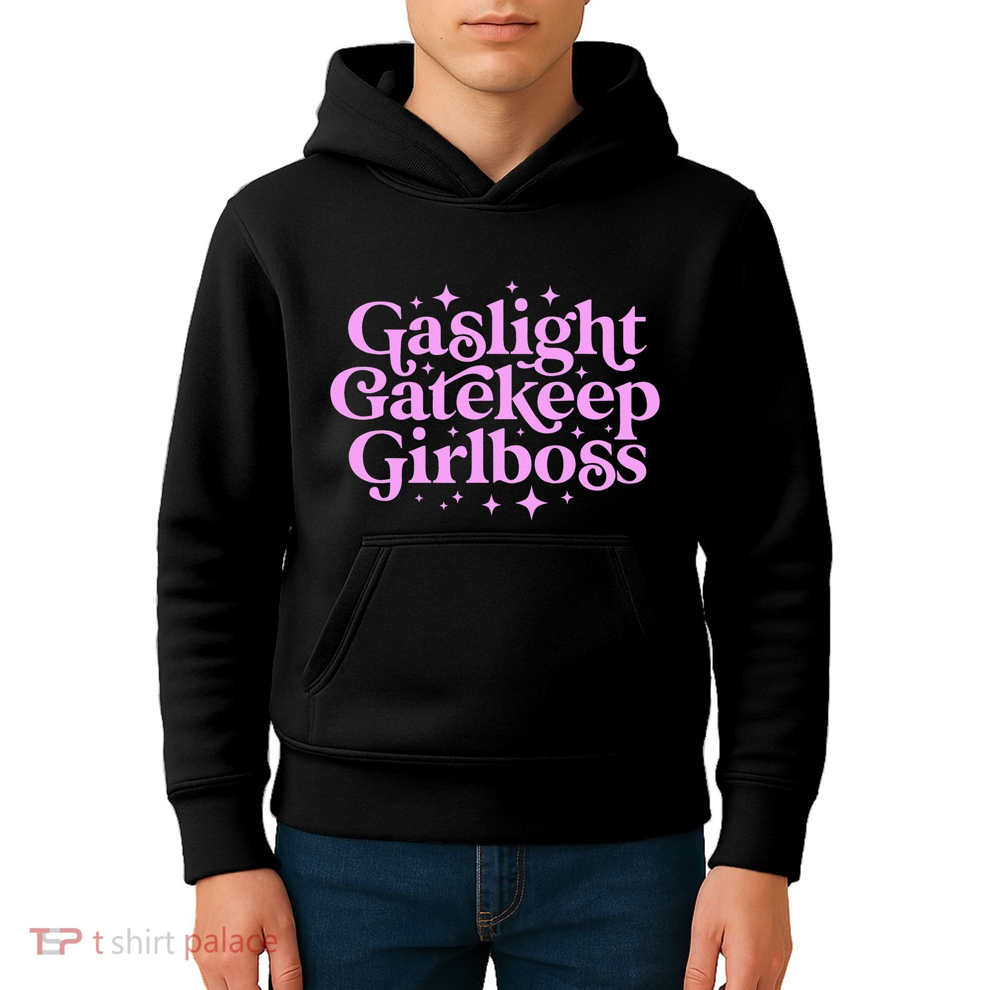 Gaslight GateKeep Boss Funny Meme Feminist Ironic Babe Kids Hoodie