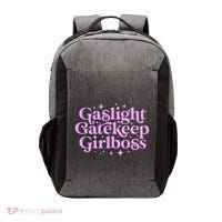Gaslight GateKeep Boss Funny Meme Feminist Ironic Babe Vector Backpack thumb 0