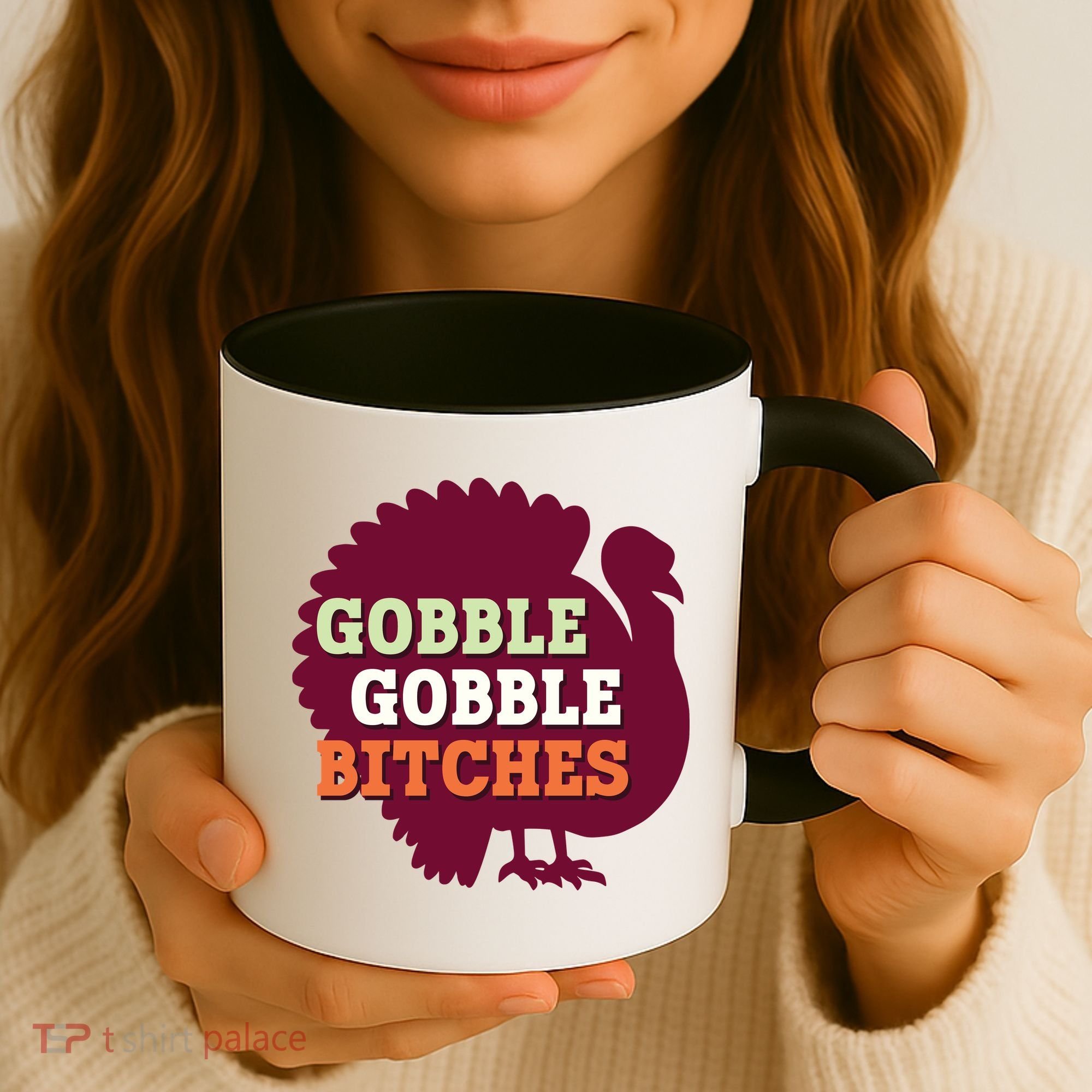 Gobble Gobble Bitches Thanksgiving Turkey Virginia Tech Hokies VT Coffee Mug