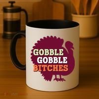 Gobble Gobble Bitches Thanksgiving Turkey Virginia Tech Hokies VT Coffee Mug thumb 4