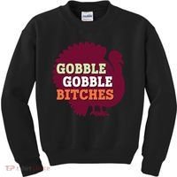 Gobble Gobble Bitches Thanksgiving Turkey Virginia Tech Hokies VT Kids Sweatshirt thumb 0