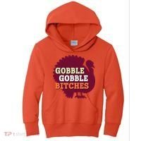 Gobble Gobble Bitches Thanksgiving Turkey Virginia Tech Hokies VT Kids Hoodie thumb 0