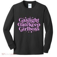 Gaslight Gatekeep Boss Funny Meme Feminist Ironic Babe Kids Long Sleeve Shirt thumb 0