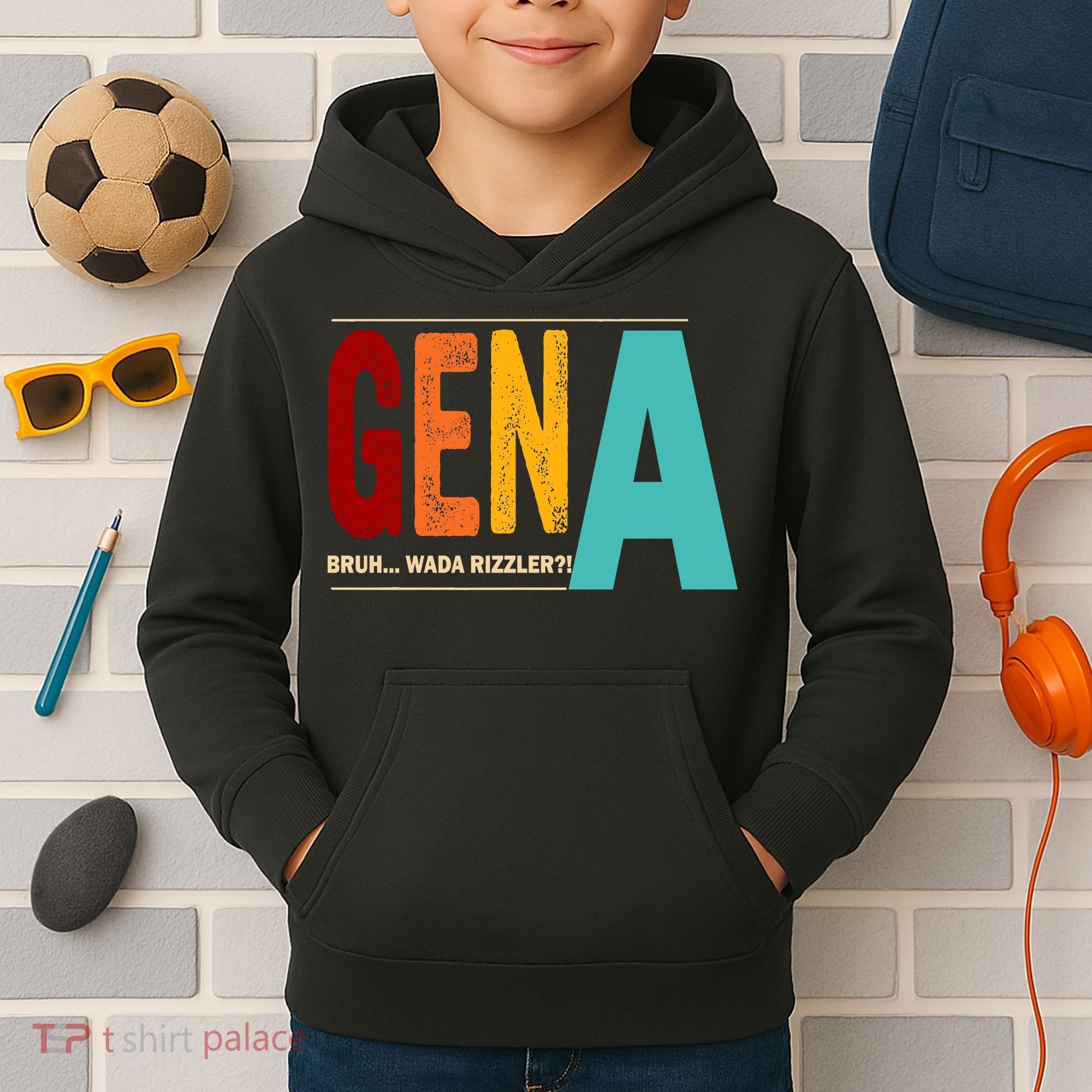 Gena Gen Bruh Wada Rizzler Kids Hoodie