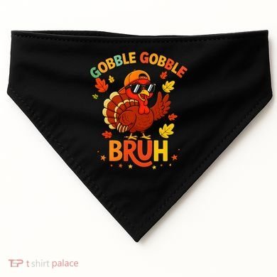 Gobble Gobble Bruh Funny Cute Thanksgiving USA-Made Doggie Bandana
