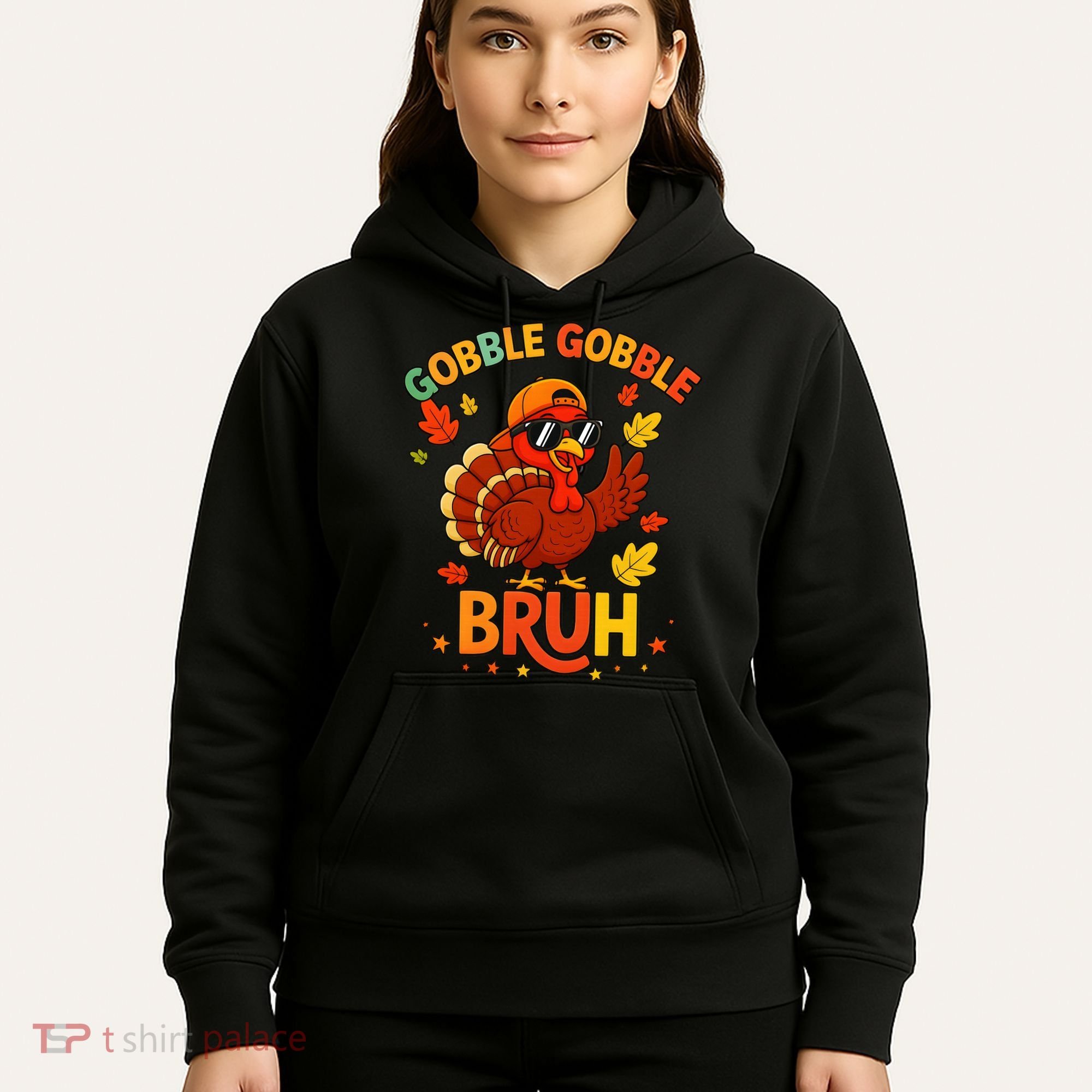 Gobble Gobble Bruh Funny Cute Thanksgiving Hoodie