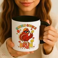 Gobble Gobble Bruh Funny Cute Thanksgiving Coffee Mug thumb 3