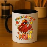 Gobble Gobble Bruh Funny Cute Thanksgiving Coffee Mug thumb 4