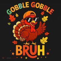 Gobble Gobble Bruh Funny Cute Thanksgiving Women's Hoodie thumb 2