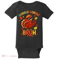 Gobble Gobble Bruh Funny Cute Thanksgiving Baby Bodysuit thumb 0