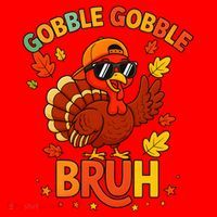 Gobble Gobble Bruh Funny Cute Thanksgiving Santa Hat thumb 1