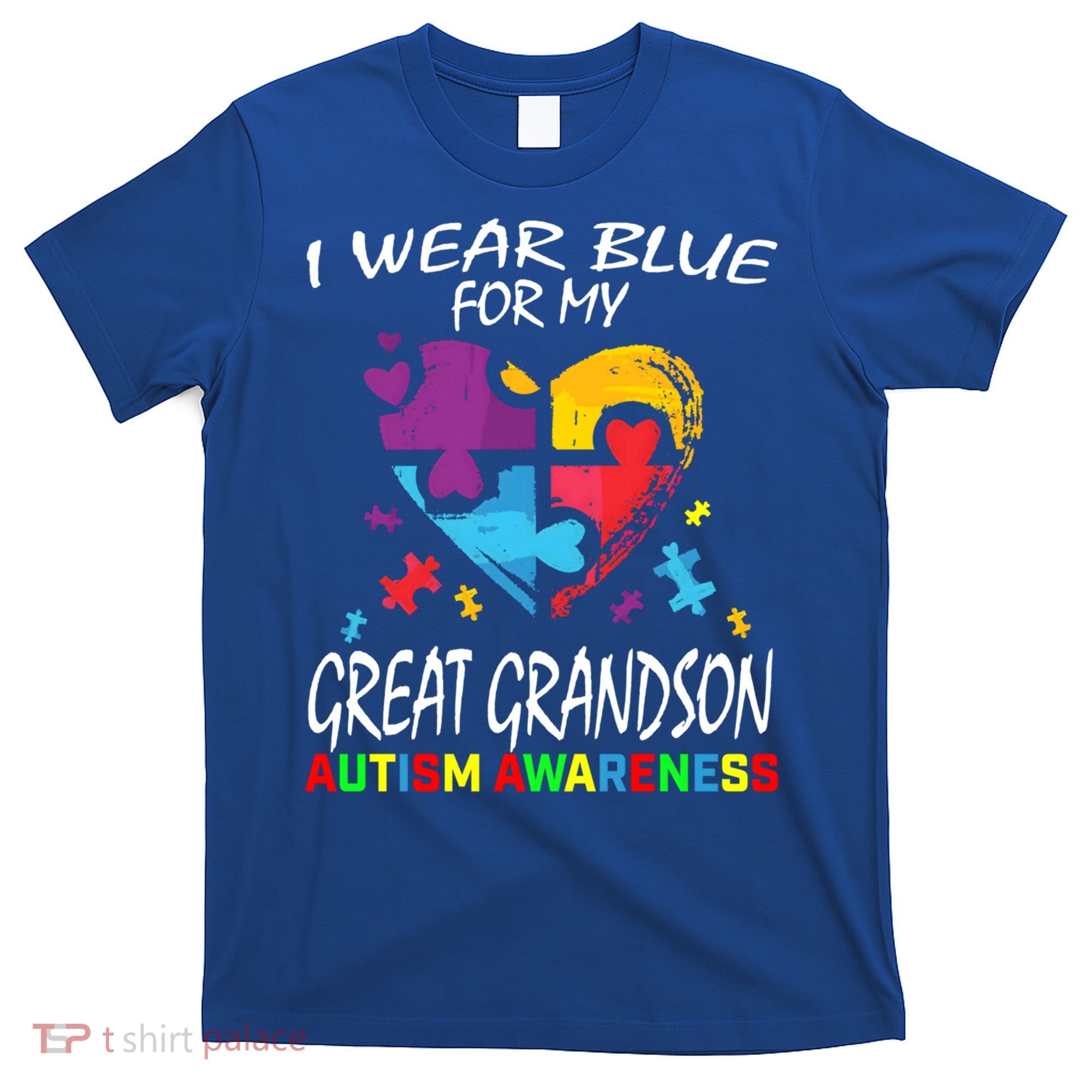 Grandma Grandpa Blue For My Great Grandson Autism Awareness Great Gift T-Shirt