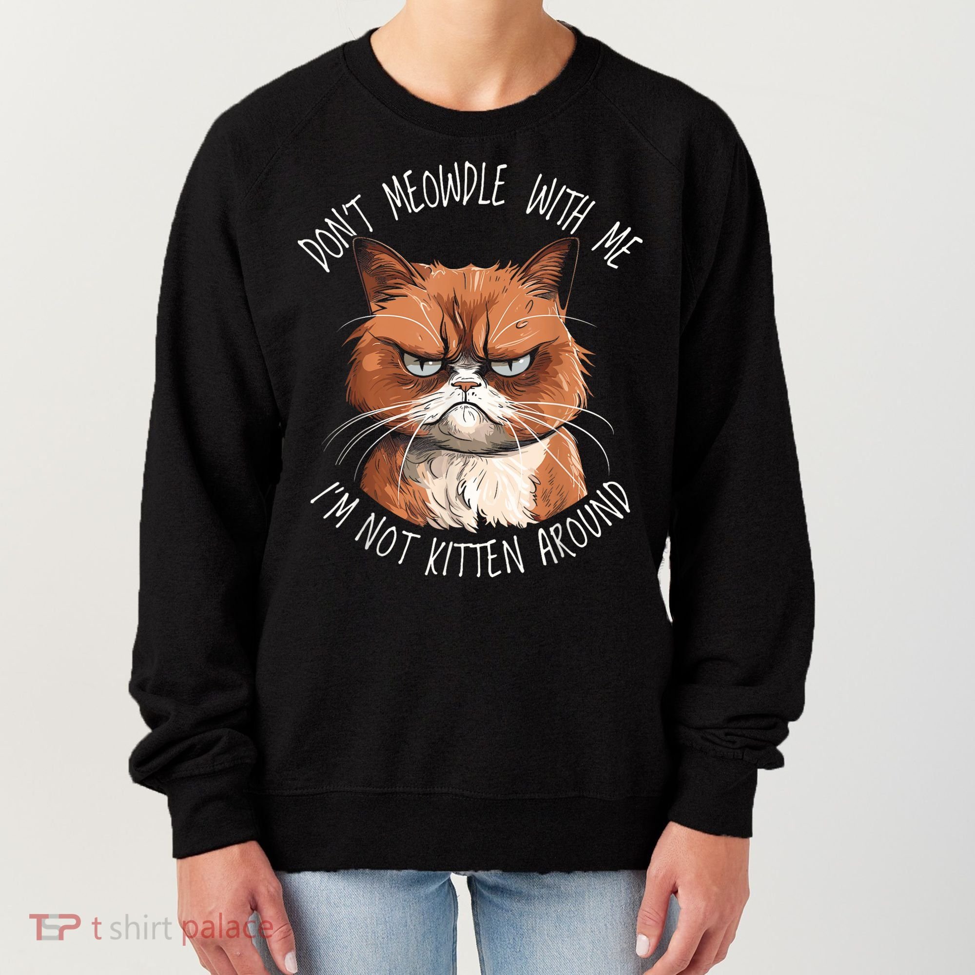 Grumpy Ginger Cat DonT Meowdl With Me IM Not Kitten Around Women's Sweatshirt