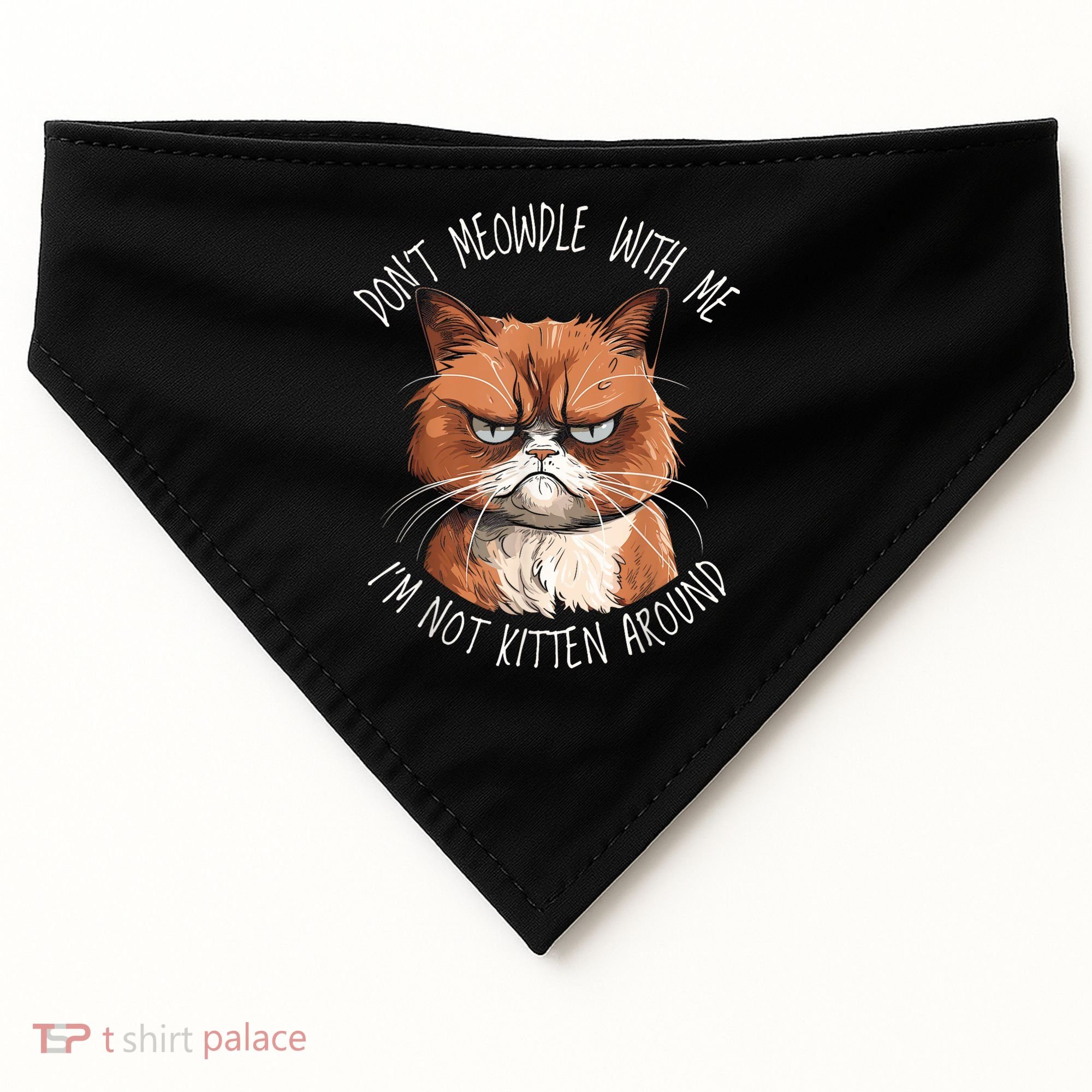 Grumpy Ginger Cat DonT Meowdl With Me IM Not Kitten Around USA-Made Doggie Bandana