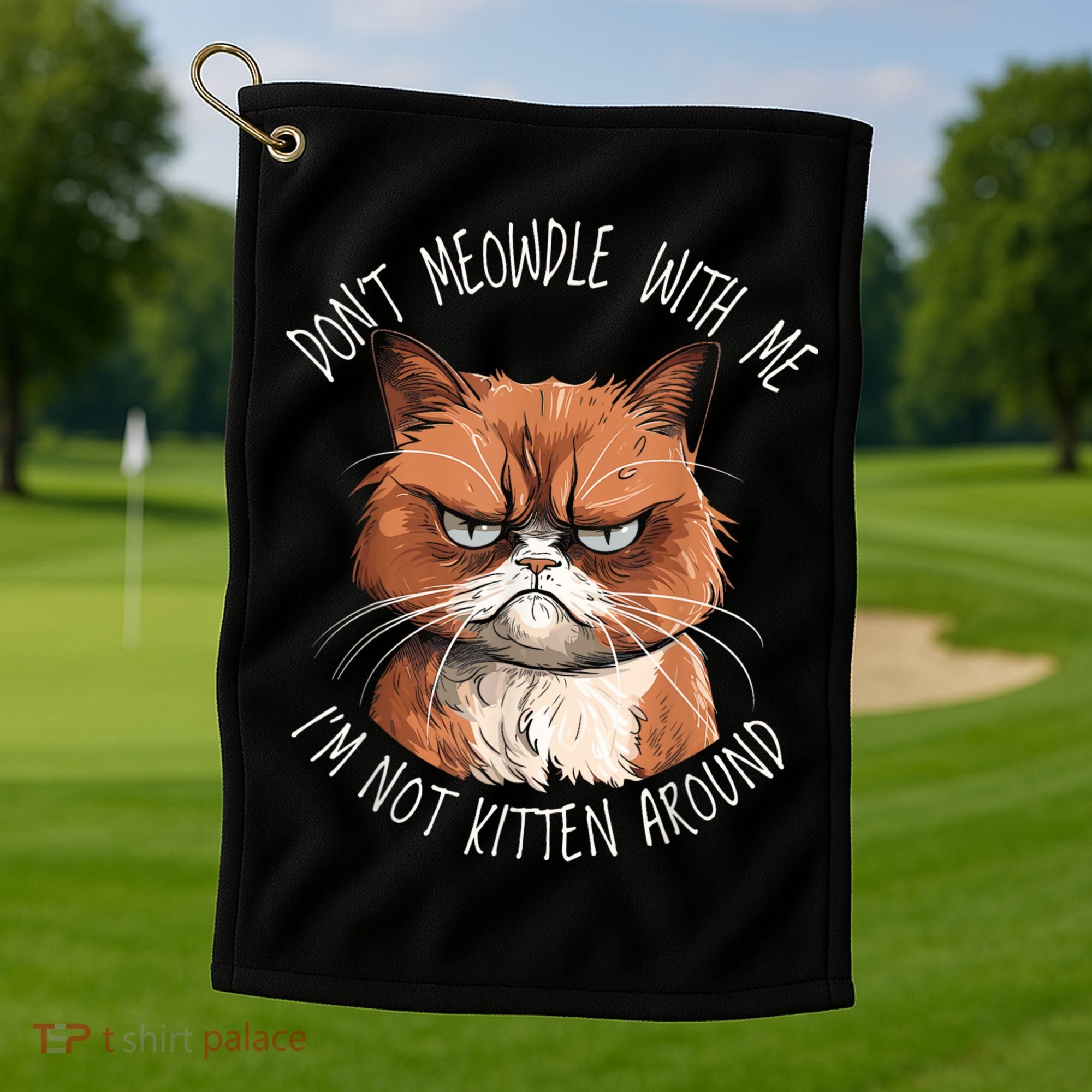Grumpy Ginger Cat DonT Meowdl With Me IM Not Kitten Around Golf Towel