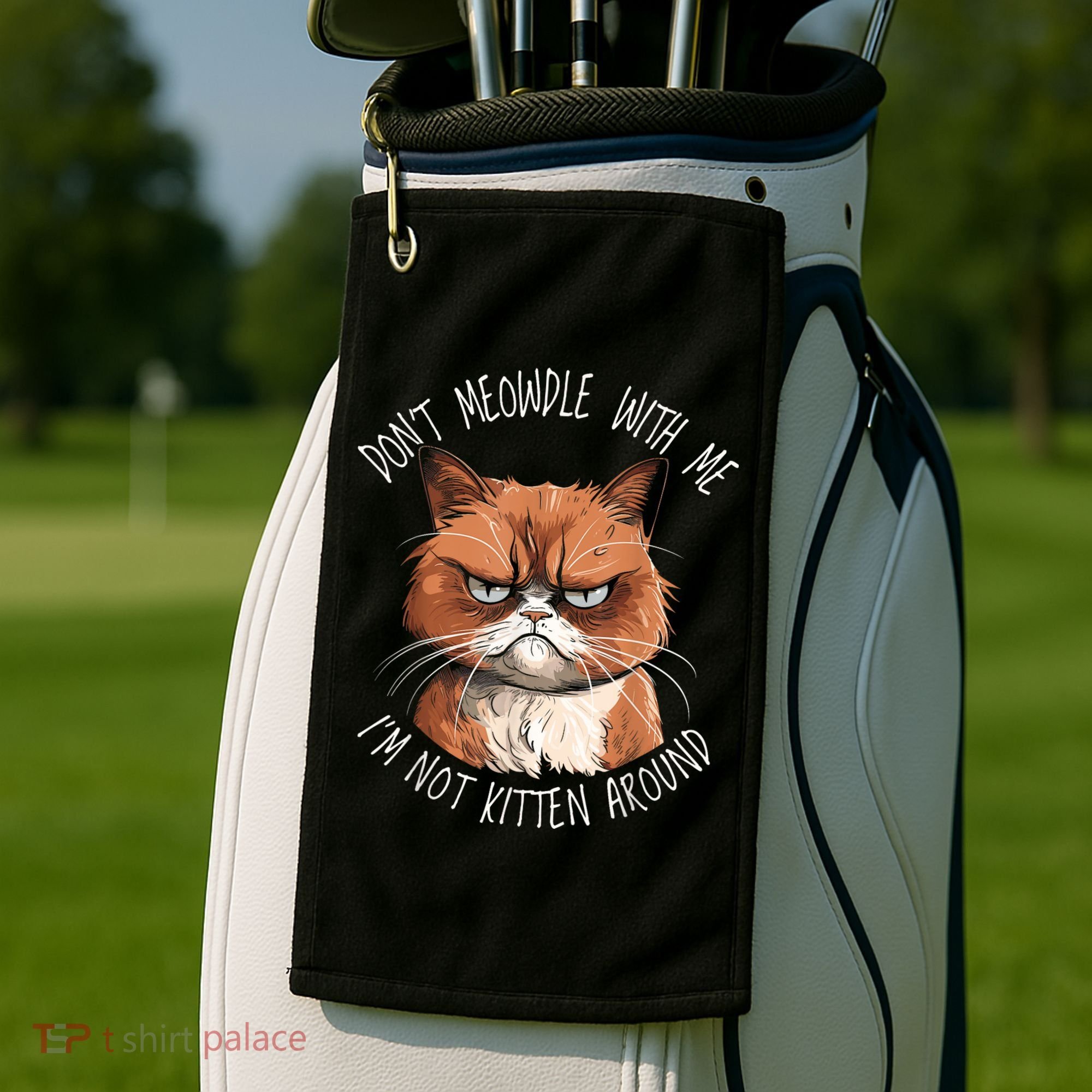 Grumpy Ginger Cat DonT Meowdl With Me IM Not Kitten Around Golf Towel