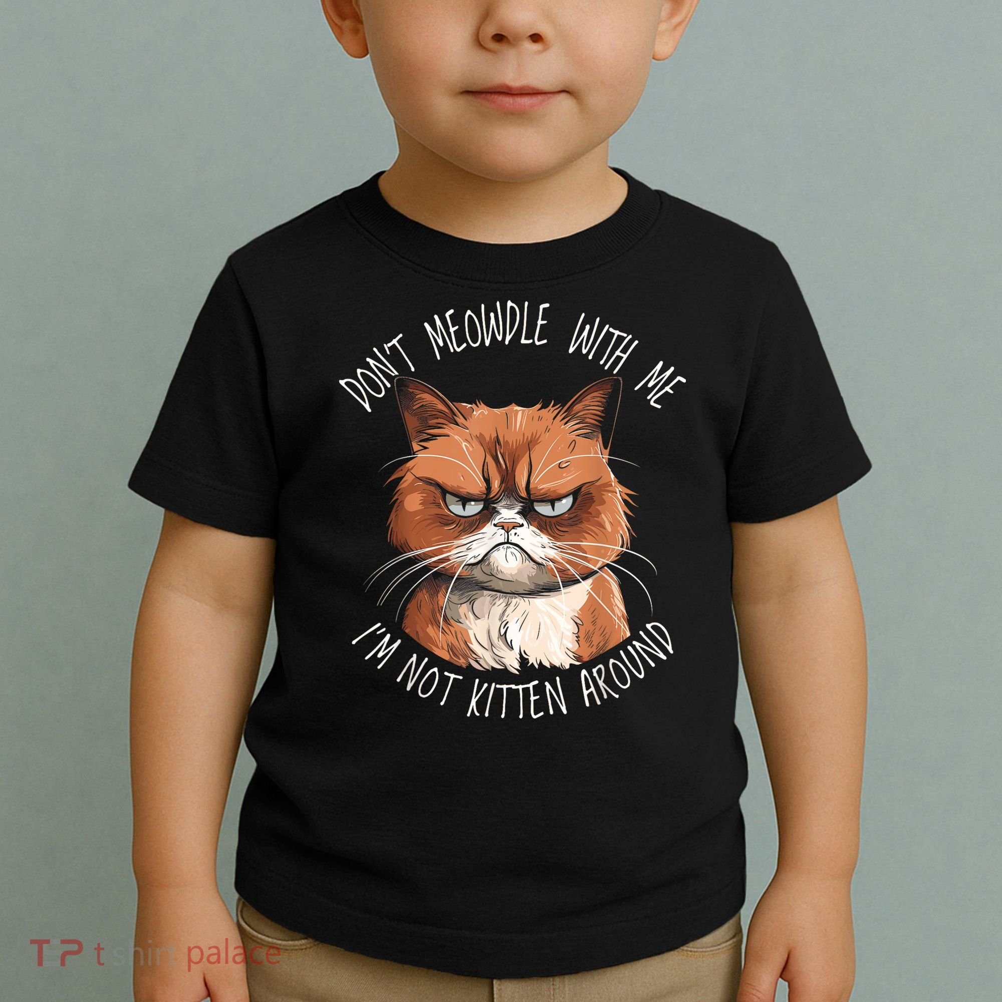 Grumpy Ginger Cat DonT Meowdl With Me IM Not Kitten Around Toddler T-Shirt
