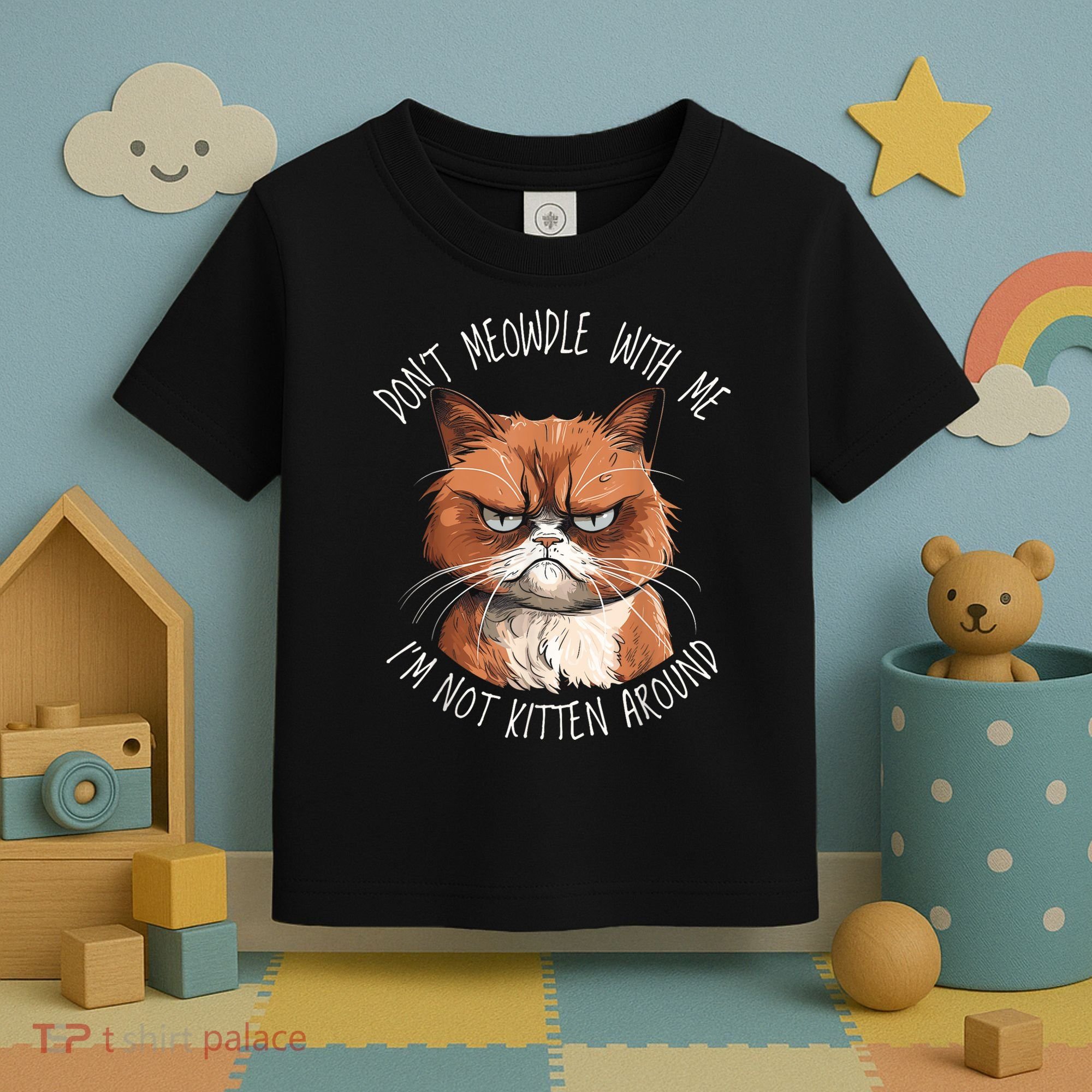 Grumpy Ginger Cat DonT Meowdl With Me IM Not Kitten Around Toddler T-Shirt
