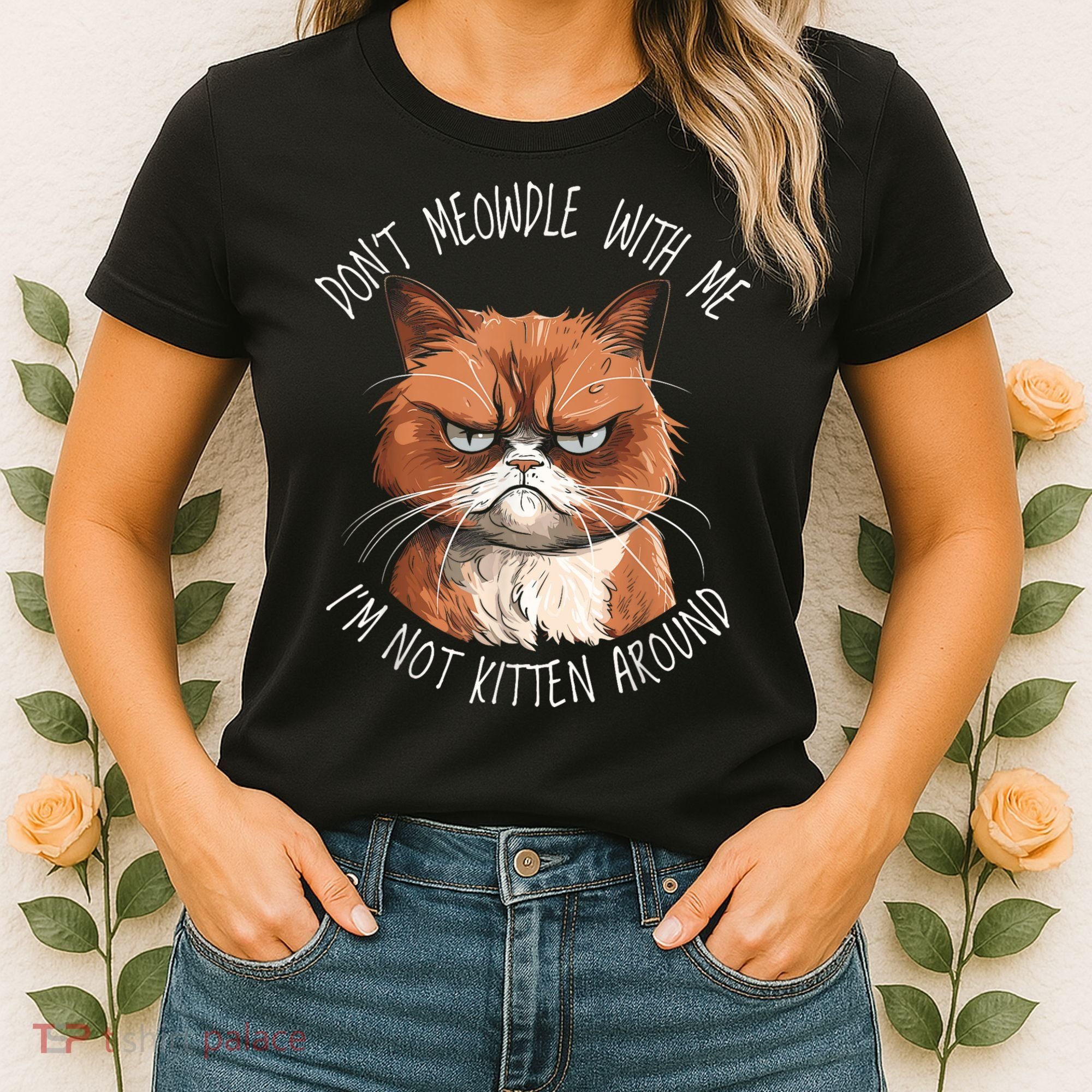 Grumpy Ginger Cat DonT Meowdl With Me IM Not Kitten Around Women's T-Shirt