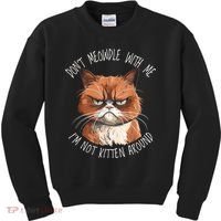 Grumpy Ginger Cat DonT Meowdl With Me IM Not Kitten Around Kids Sweatshirt thumb 0