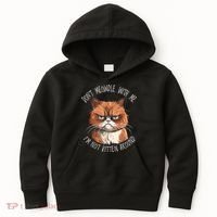 Grumpy Ginger Cat DonT Meowdl With Me IM Not Kitten Around Kids Hoodie thumb 0