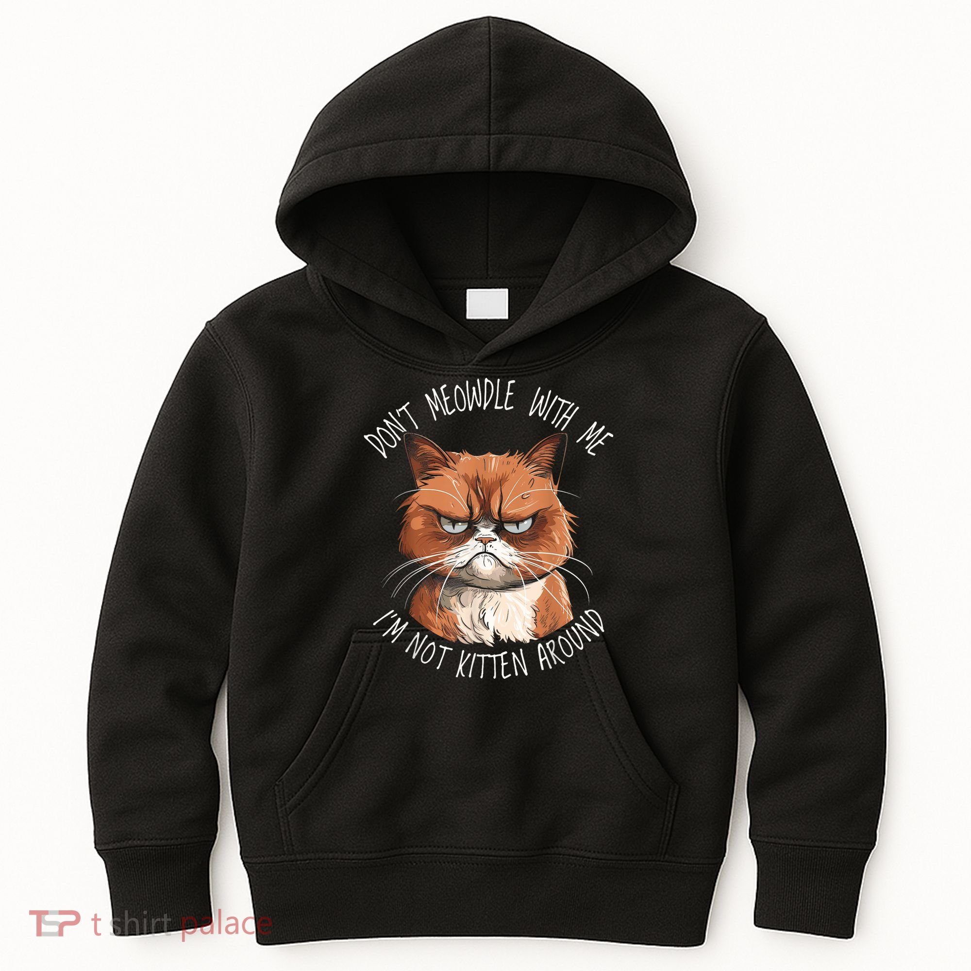 Grumpy Ginger Cat DonT Meowdl With Me IM Not Kitten Around Kids Hoodie