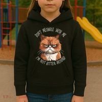 Grumpy Ginger Cat DonT Meowdl With Me IM Not Kitten Around Kids Hoodie thumb 3