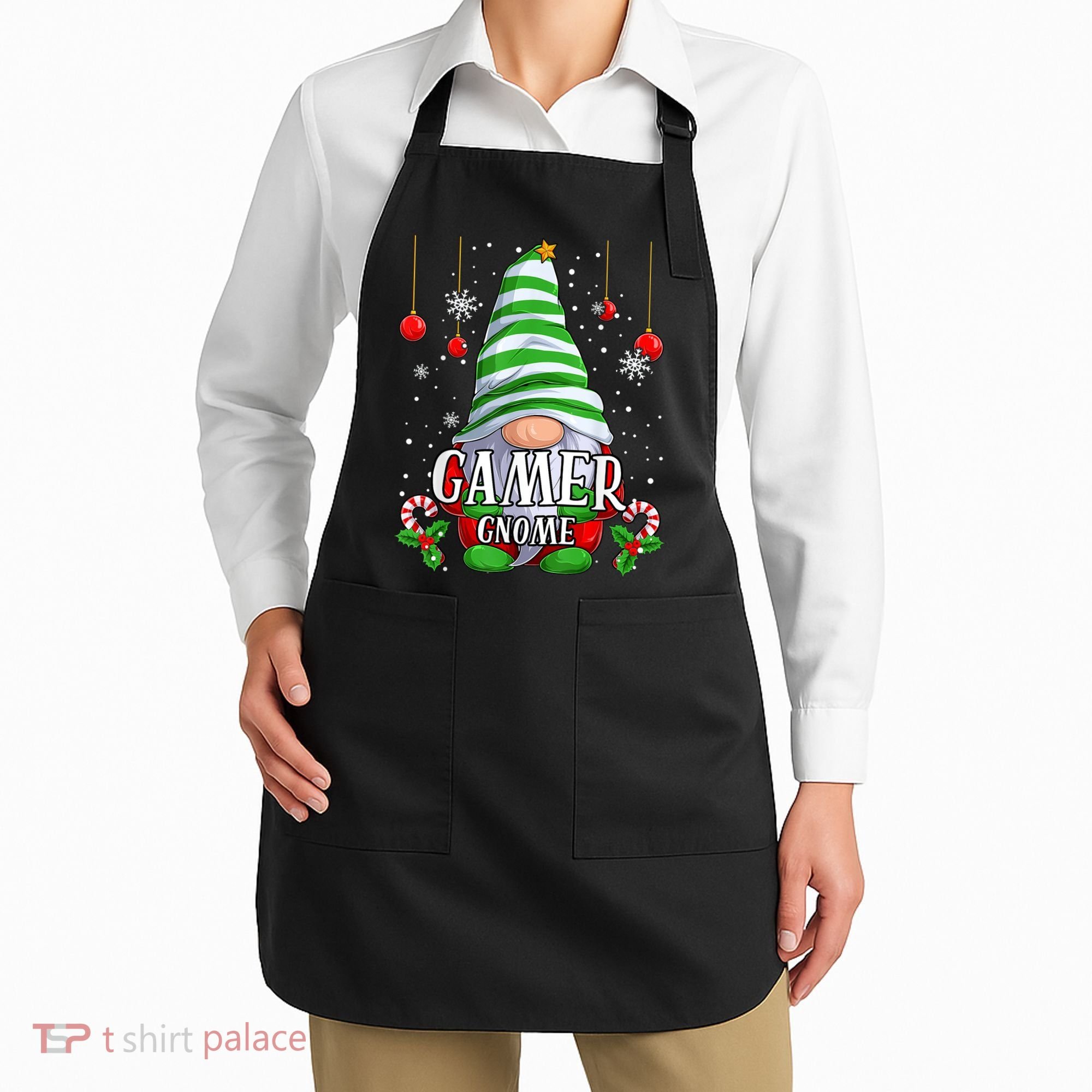 Gamer Gnome Christmas Pajamas Matching Family Group Apron