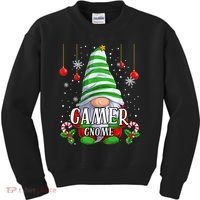 Gamer Gnome Christmas Pajamas Matching Family Group Kids Sweatshirt thumb 0