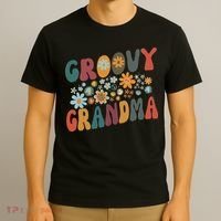Groovy Grandma Colorful Flowers Grandmother T-Shirt thumb 3