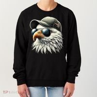 Great Gift Cool Face Eagle With Sunglasses Usa Bald Eagle Flying Bird Women's Sweatshirt thumb 0