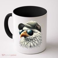  Great Gift Cool Face Eagle With Sunglasses Usa Bald Eagle Flying Bird Coffee Mug thumb 0