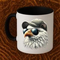  Great Gift Cool Face Eagle With Sunglasses Usa Bald Eagle Flying Bird Coffee Mug thumb 2